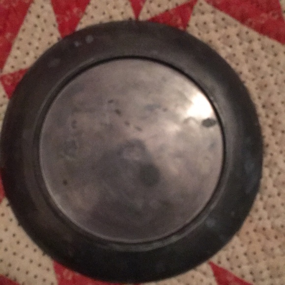 Pewter brass heavy Cat food dish Asian plate - Picture 4 of 5